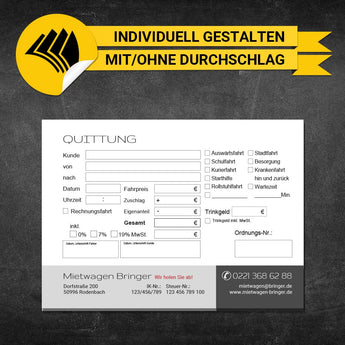 Quittungsblock Mietwagen - Nils
