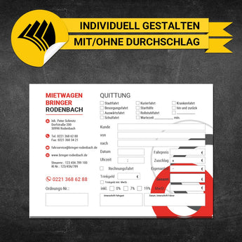 Quittungsblock Mietwagen - Oskar