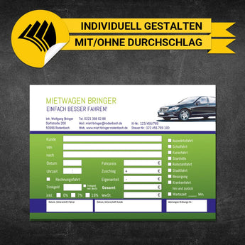 Quittungsblock Mietwagen - Wolfgang