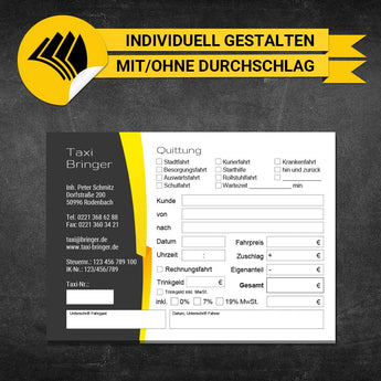 Quittungsblock Taxi - Alex