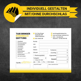 Quittungsblock Taxi - Fred