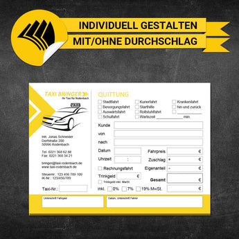 Quittungsblock Taxi - Jonas