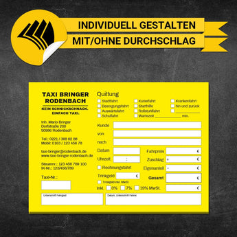 Quittungsblock Taxi - Mario