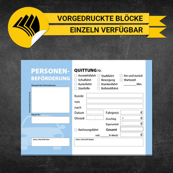 Quittungsblock Mietwagen - Neutral