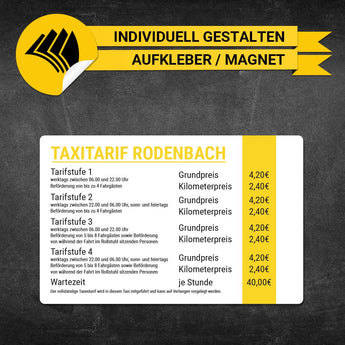 Taxitarif-Schild - Armin