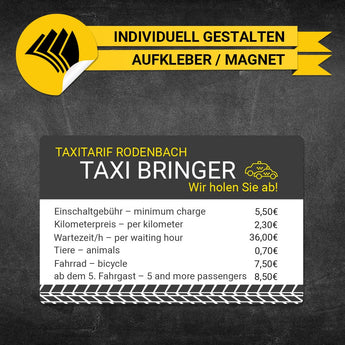 Taxitarif-Schild - Arnold