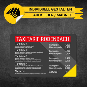 Taxitarif-Schild - Ben