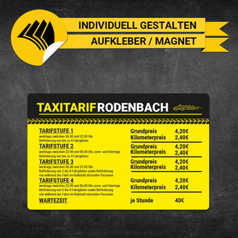 Taxitarif-Schild - Frederick