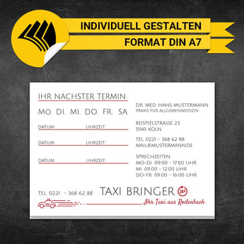 Terminzettel Taxi - Vera