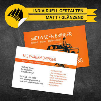Visitenkarten Mietwagen - Sebastian