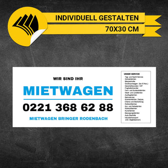 Werbeschild Mietwagen Groß - Mario