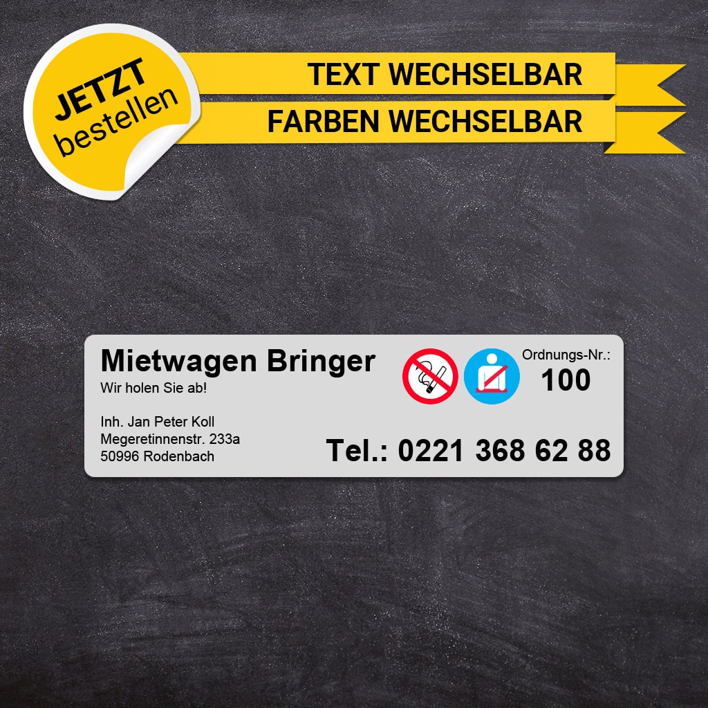 Betriebssitz-Schild Mietwagen Klein - Roberta