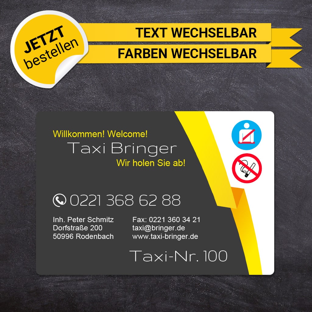 Betriebssitz-Schild Taxi Groß - Alex