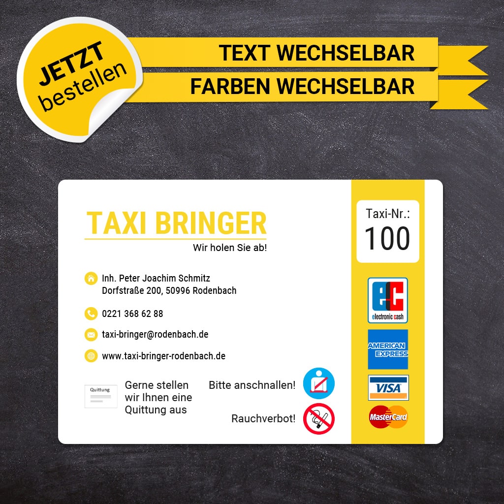 Betriebssitz-Schild Taxi Groß - Armin