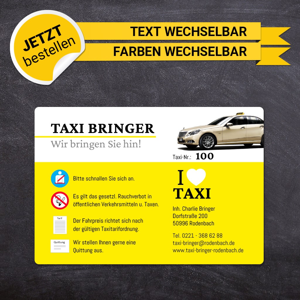 Betriebssitz-Schild Taxi Groß - Charlie