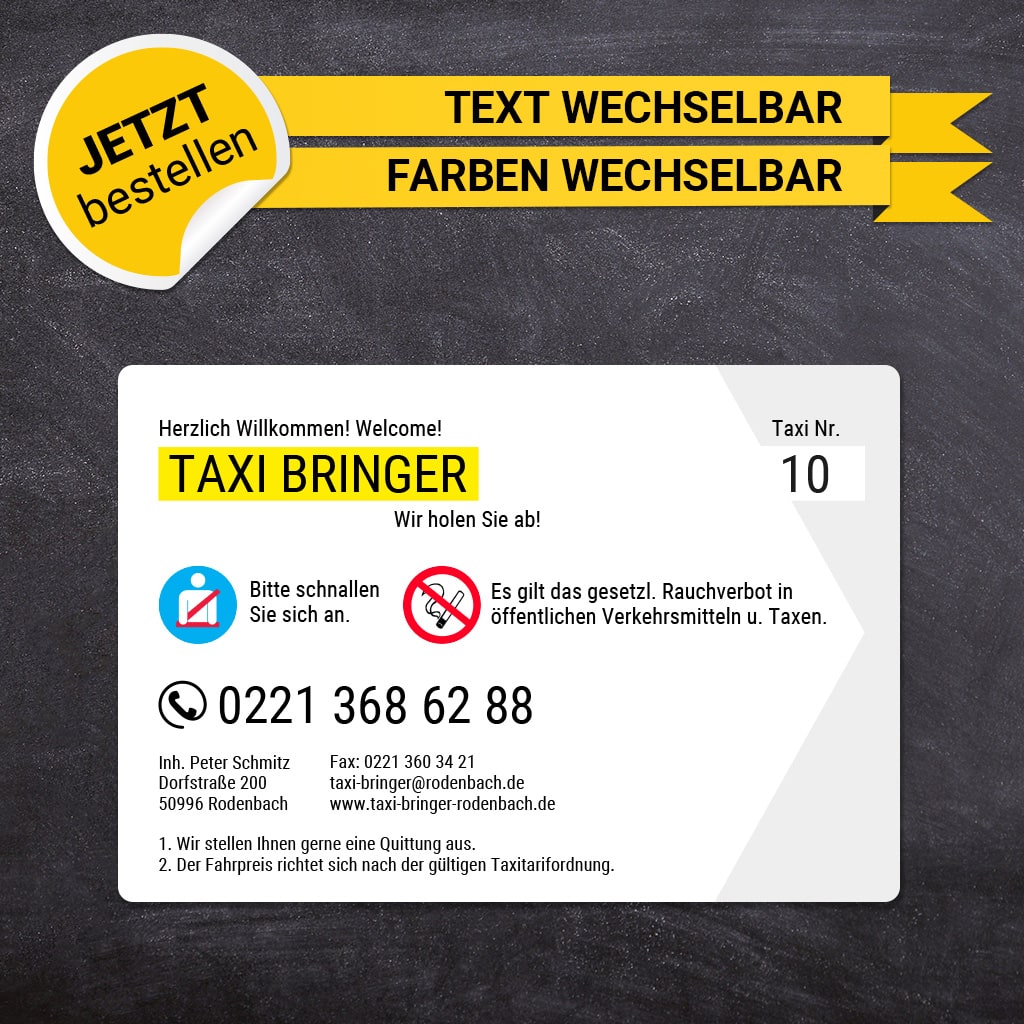 Betriebssitz-Schild Taxi Groß - René