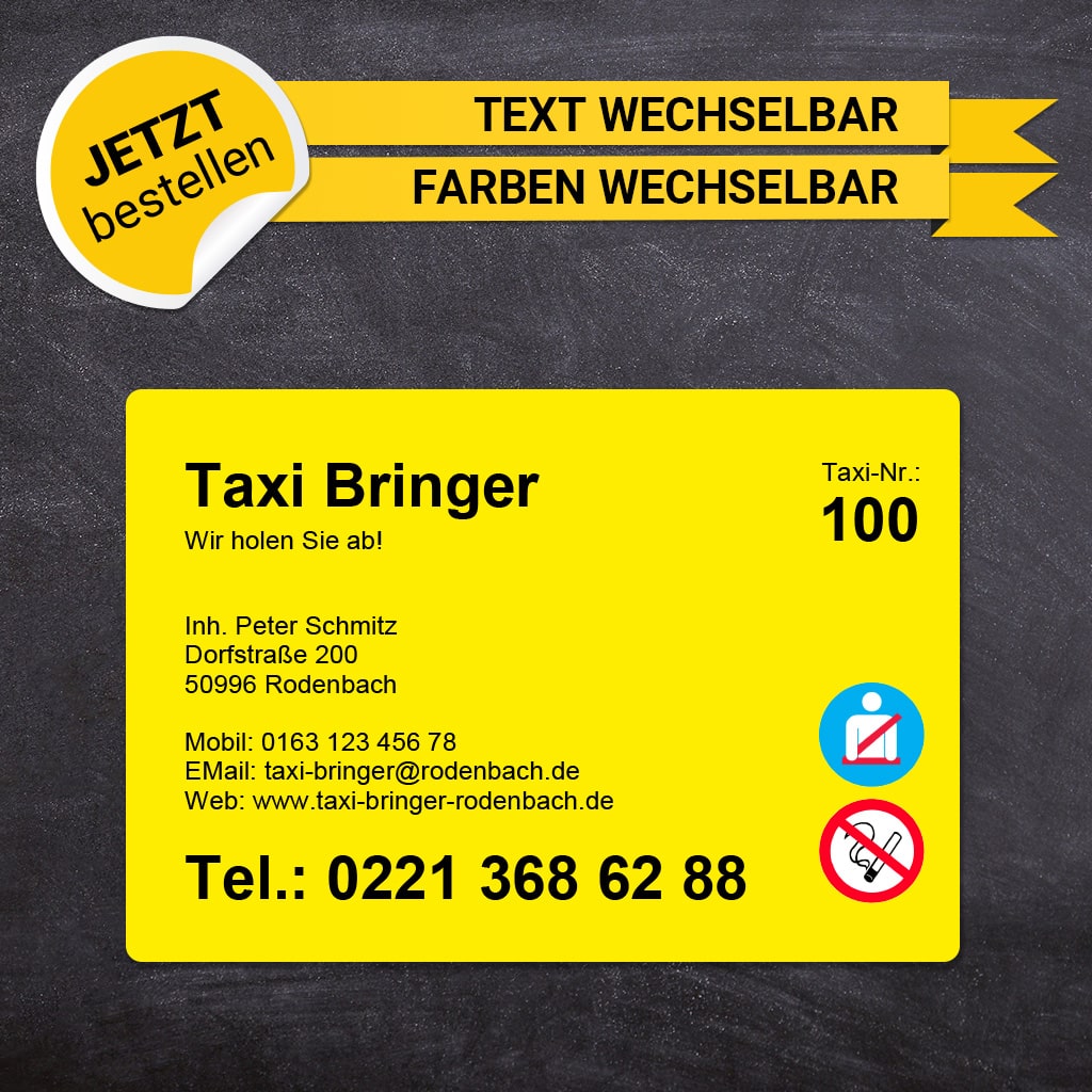 Betriebssitz-Schild Taxi Groß - Roberta