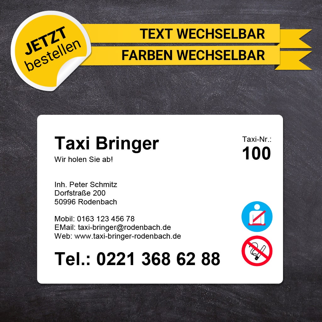 Betriebssitz-Schild Taxi Groß - Roberto