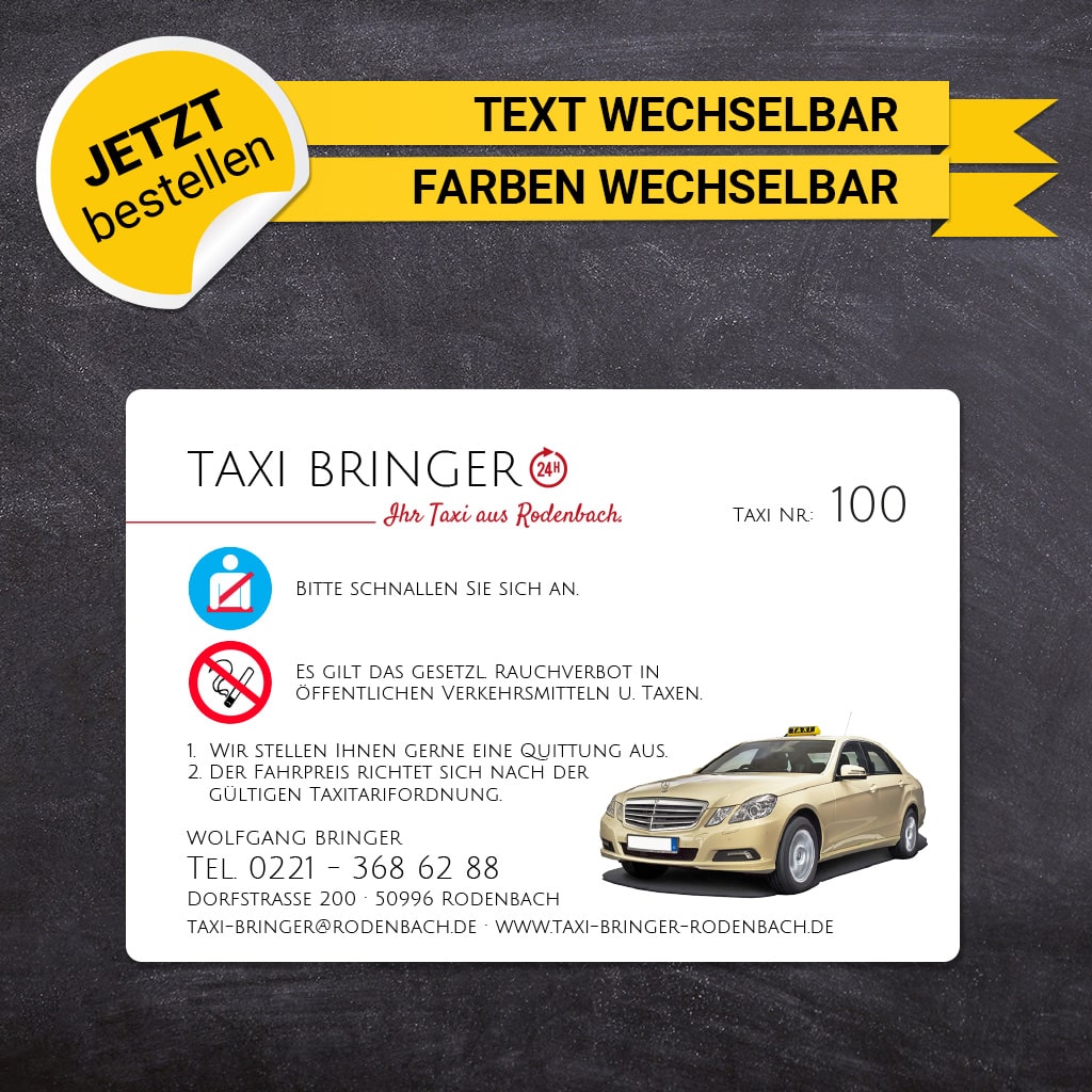 Betriebssitz-Schild Taxi Groß - Vera