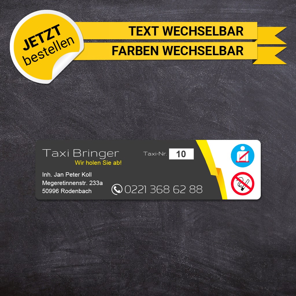 Betriebssitz-Schild Taxi Klein - Alex