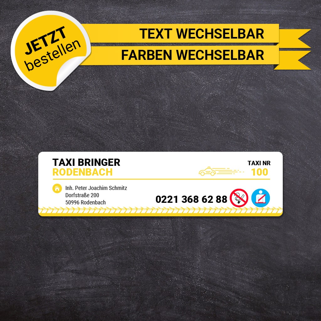 Betriebssitz-Schild Taxi Klein - Fred