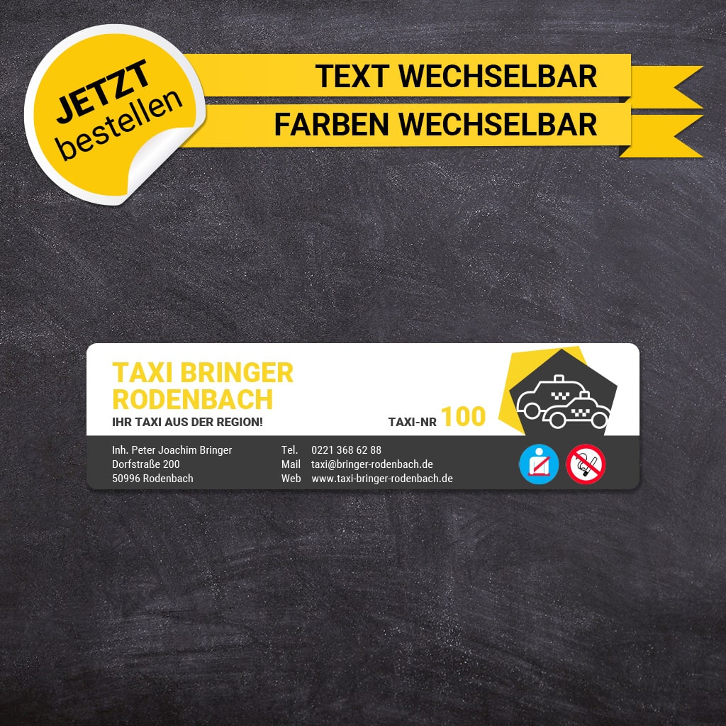 Betriebssitz-Schild Taxi Klein - Joachim