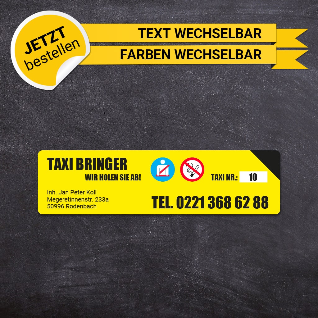 Betriebssitz-Schild Taxi Klein - Marius
