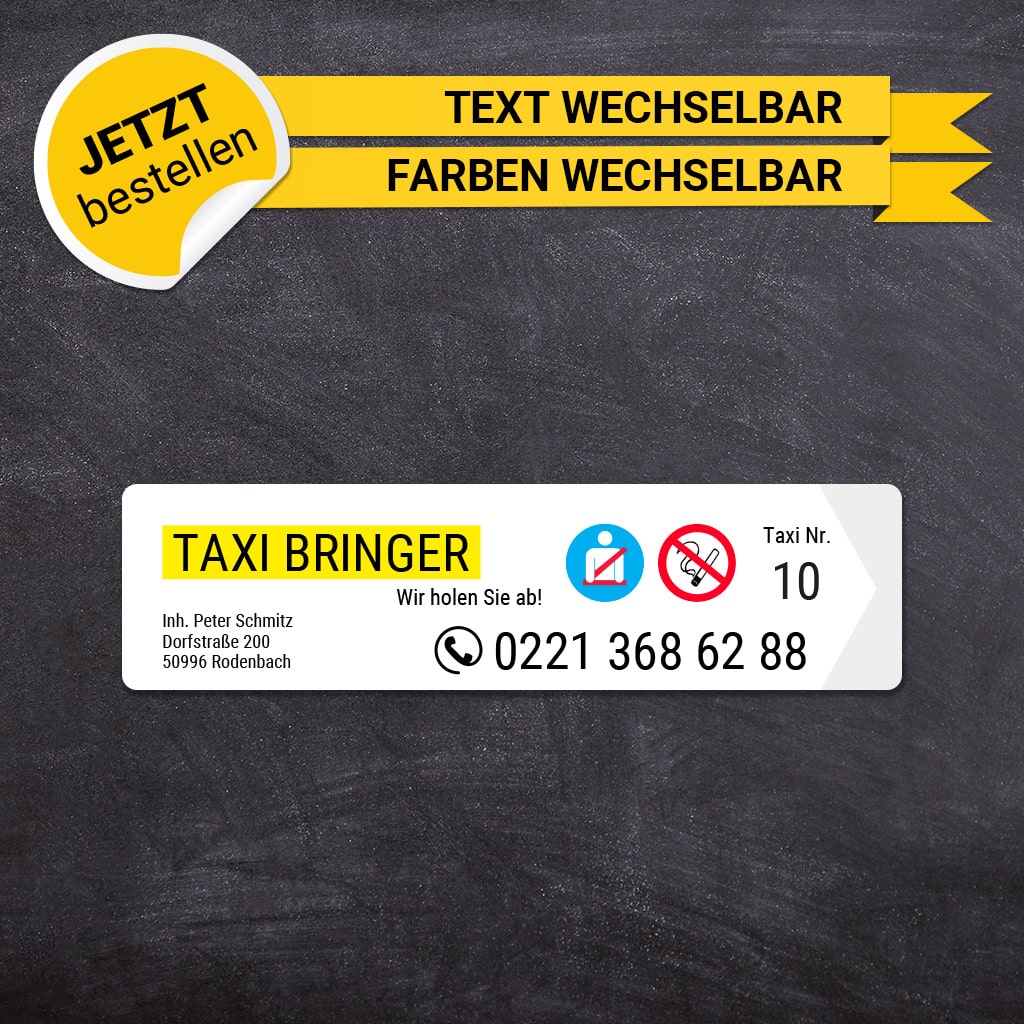 Betriebssitz-Schild Taxi Klein - René