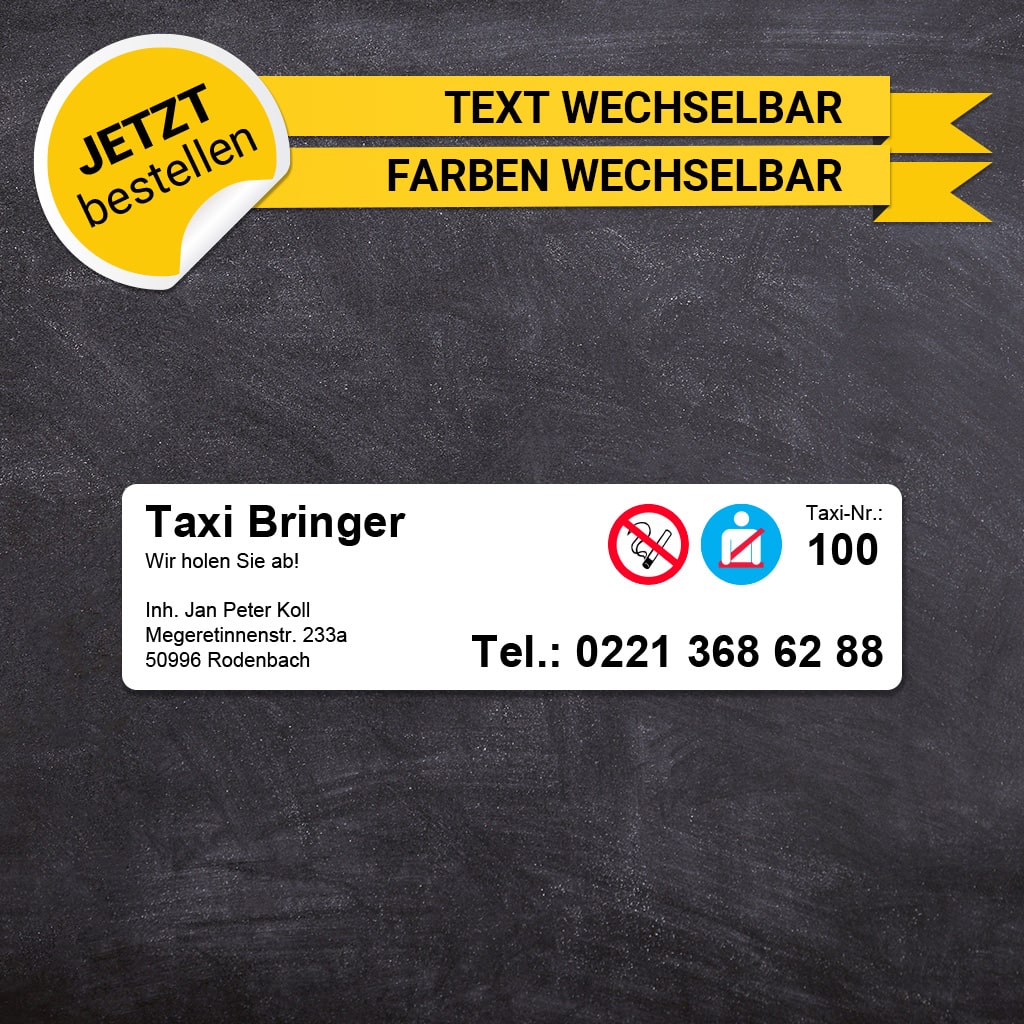 Betriebssitz-Schild Taxi Klein - Roberto