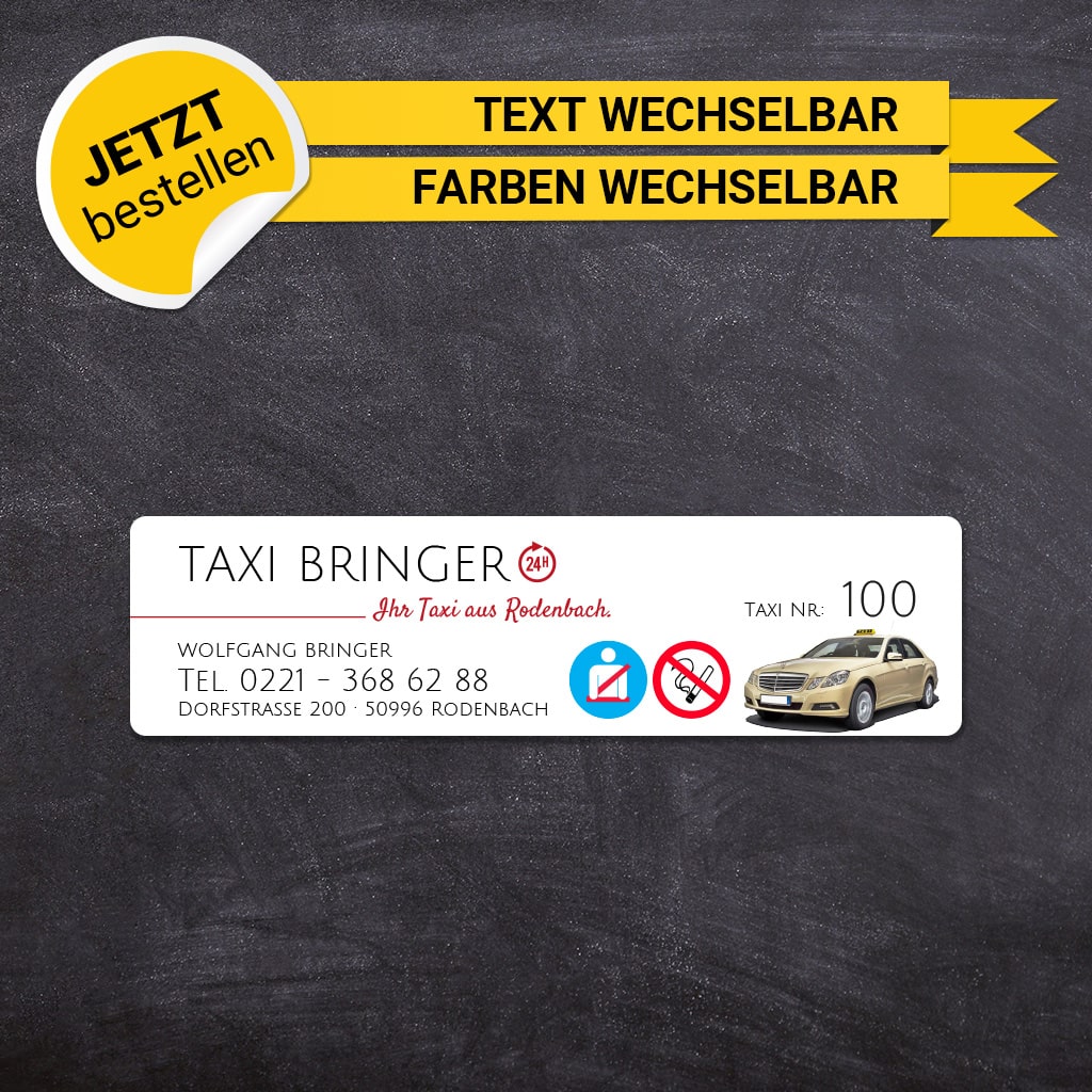 Betriebssitz-Schild Taxi Klein - Vera