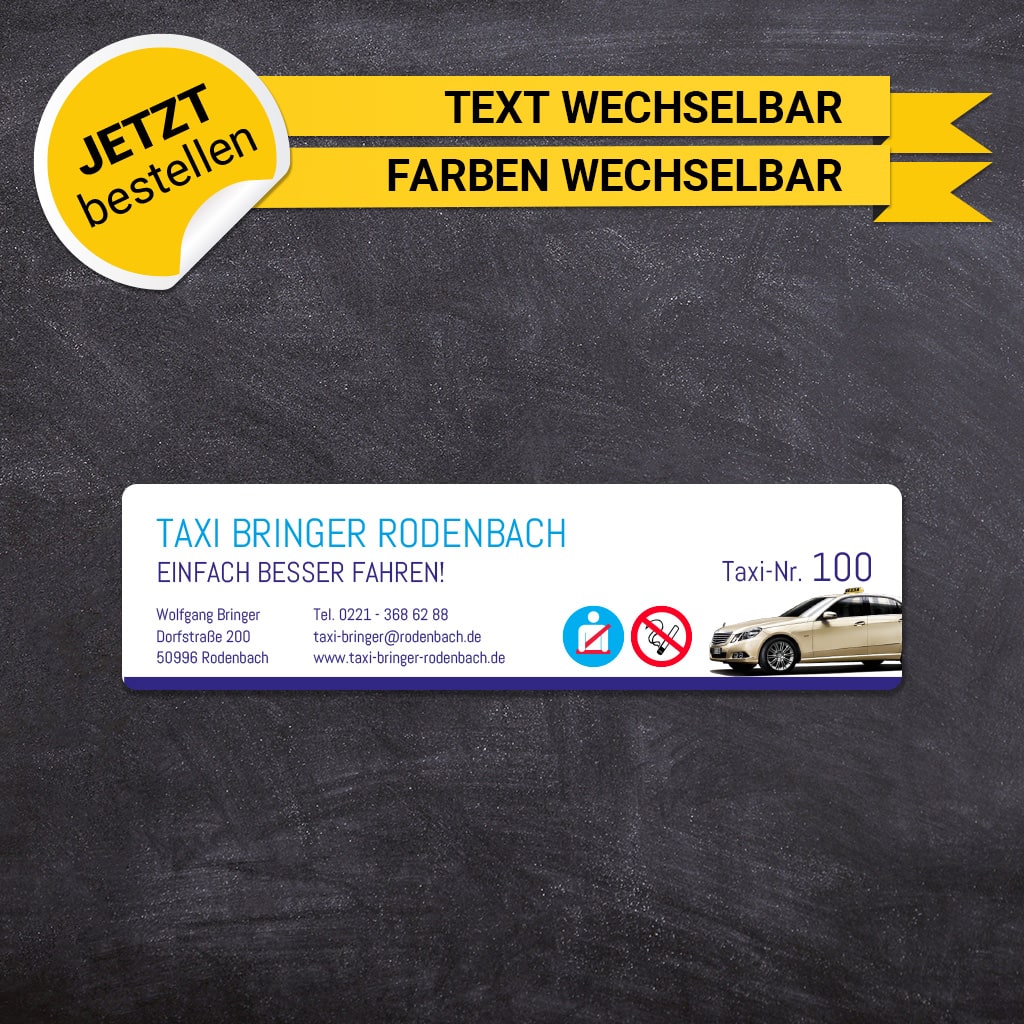 Betriebssitz-Schild Taxi Klein - Wolfgang