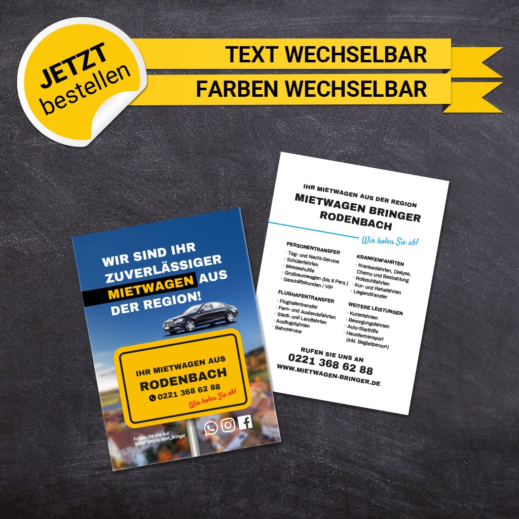 Flyer Mietwagen DIN A6 - Bernd