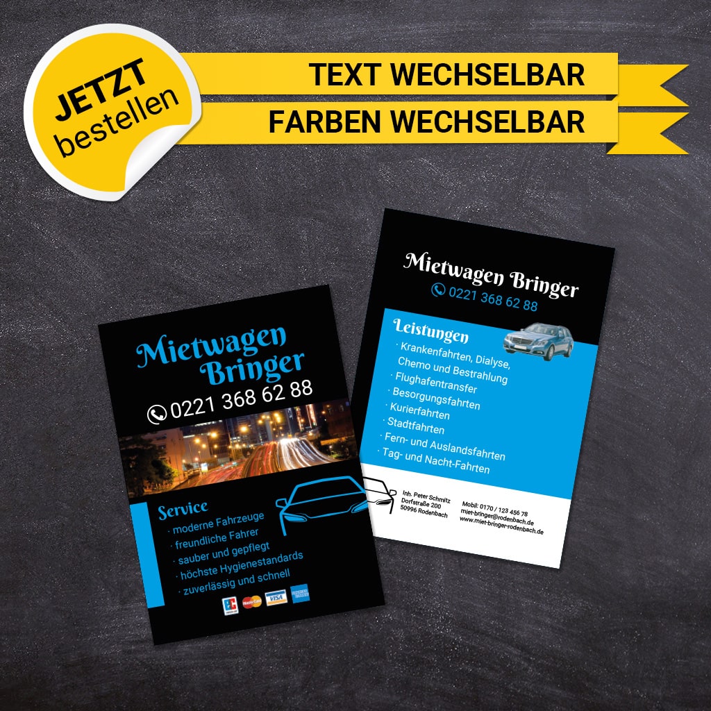 Flyer Mietwagen DIN A6 - Feodor