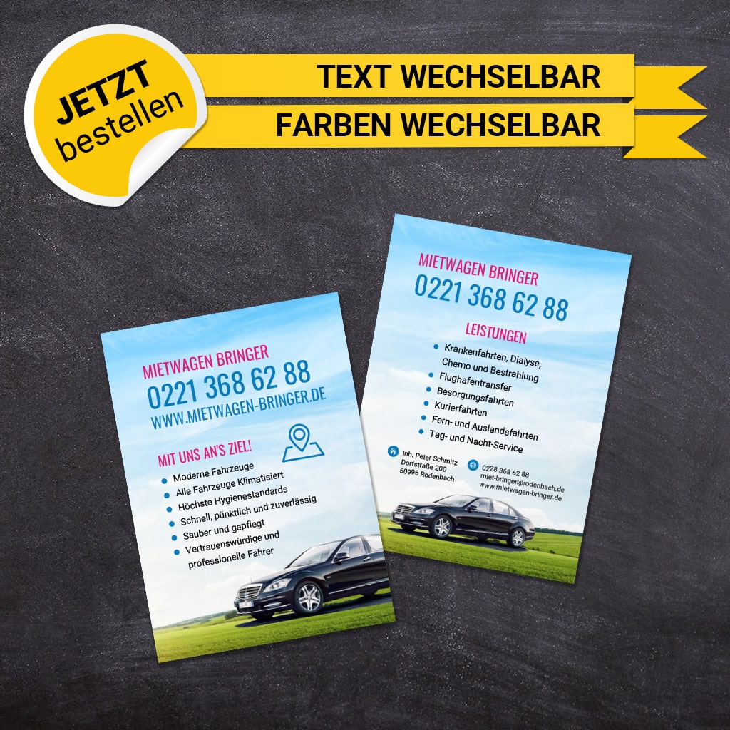 Flyer Mietwagen DIN A6 - Heidi