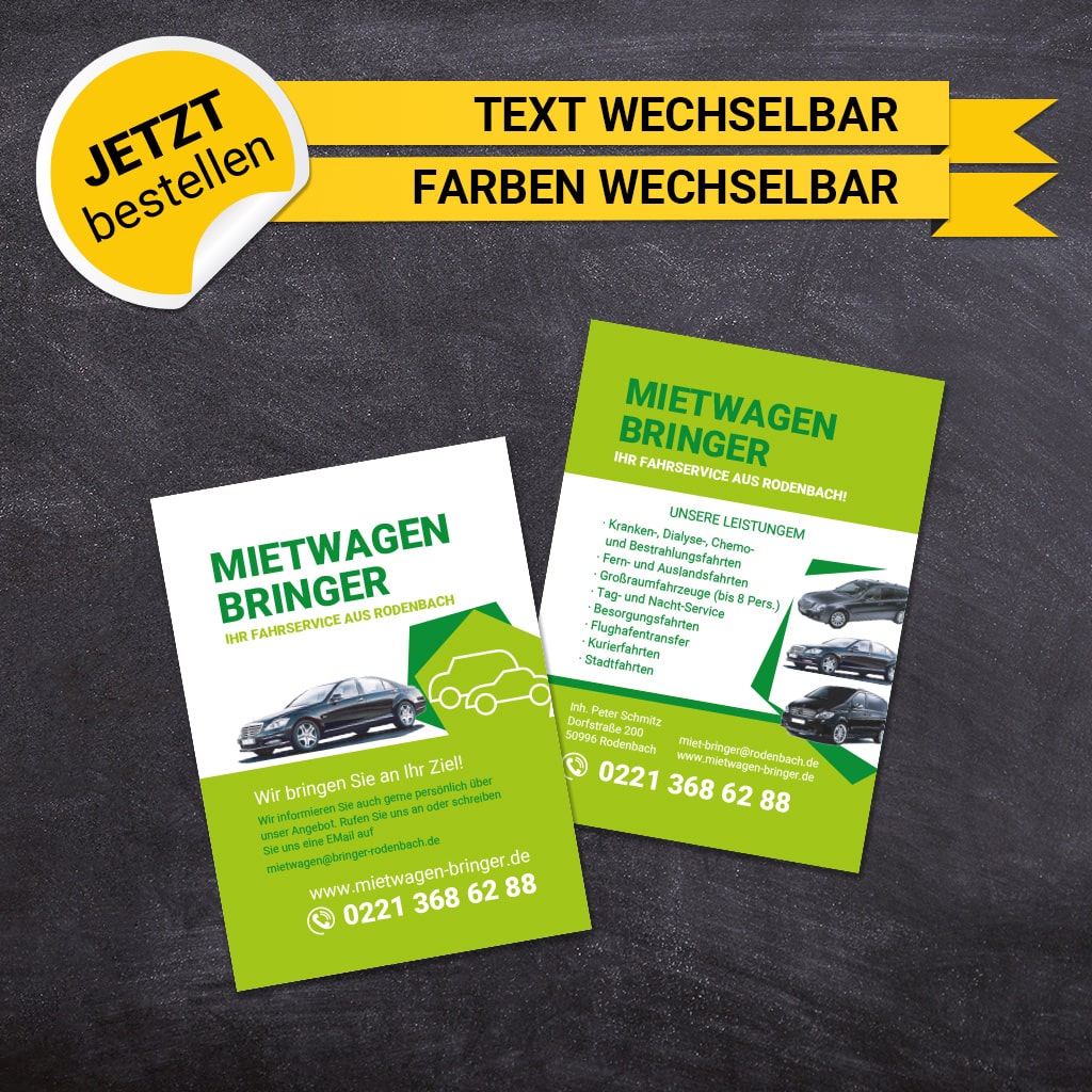 Flyer Mietwagen DIN A6 - Joachim