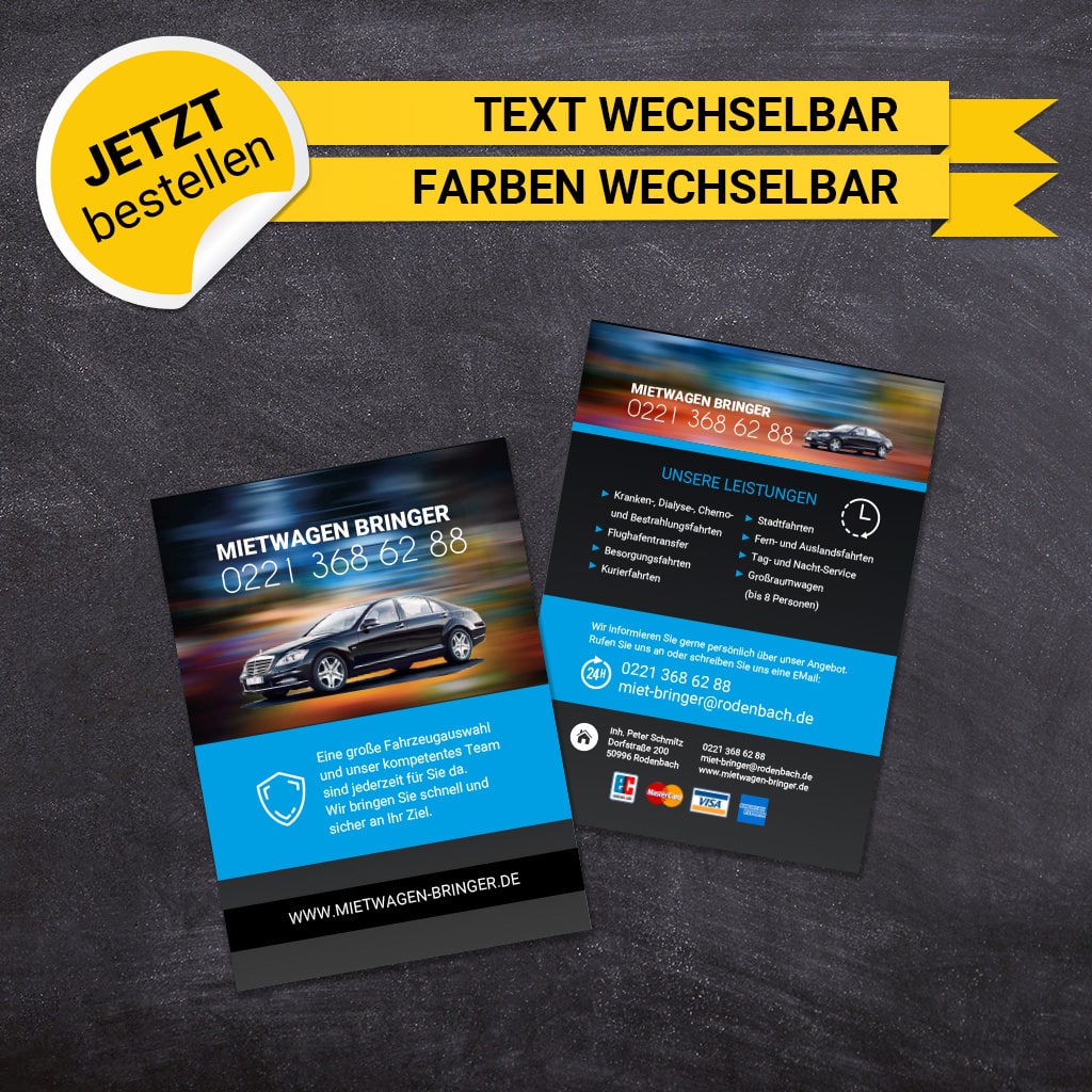 Flyer Mietwagen DIN A6 - Leon