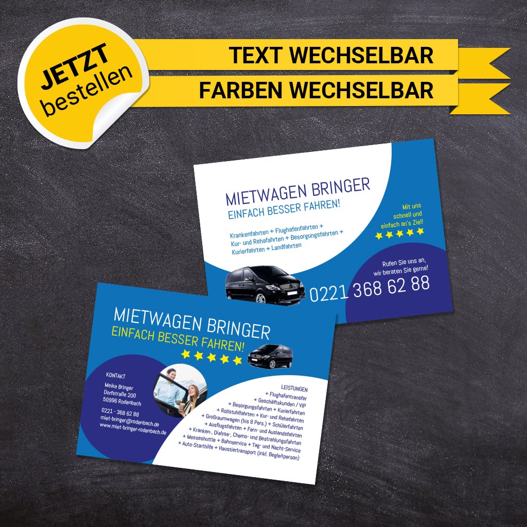 Flyer Mietwagen DIN A6 - Meike