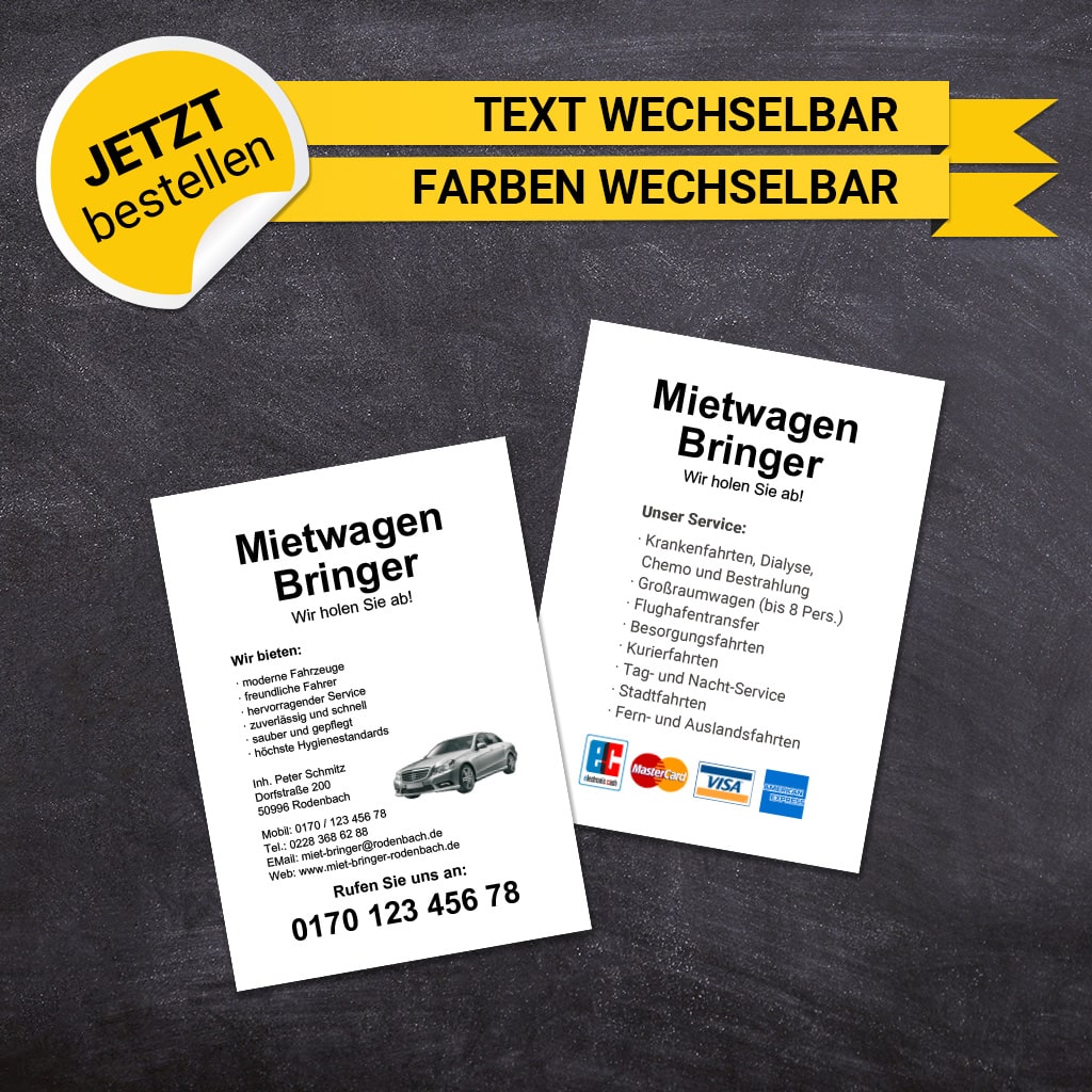 Flyer Mietwagen DIN A6 - Roberto