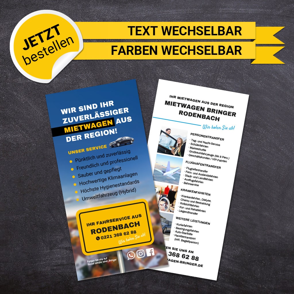 Flyer Mietwagen DIN Lang - Bernd