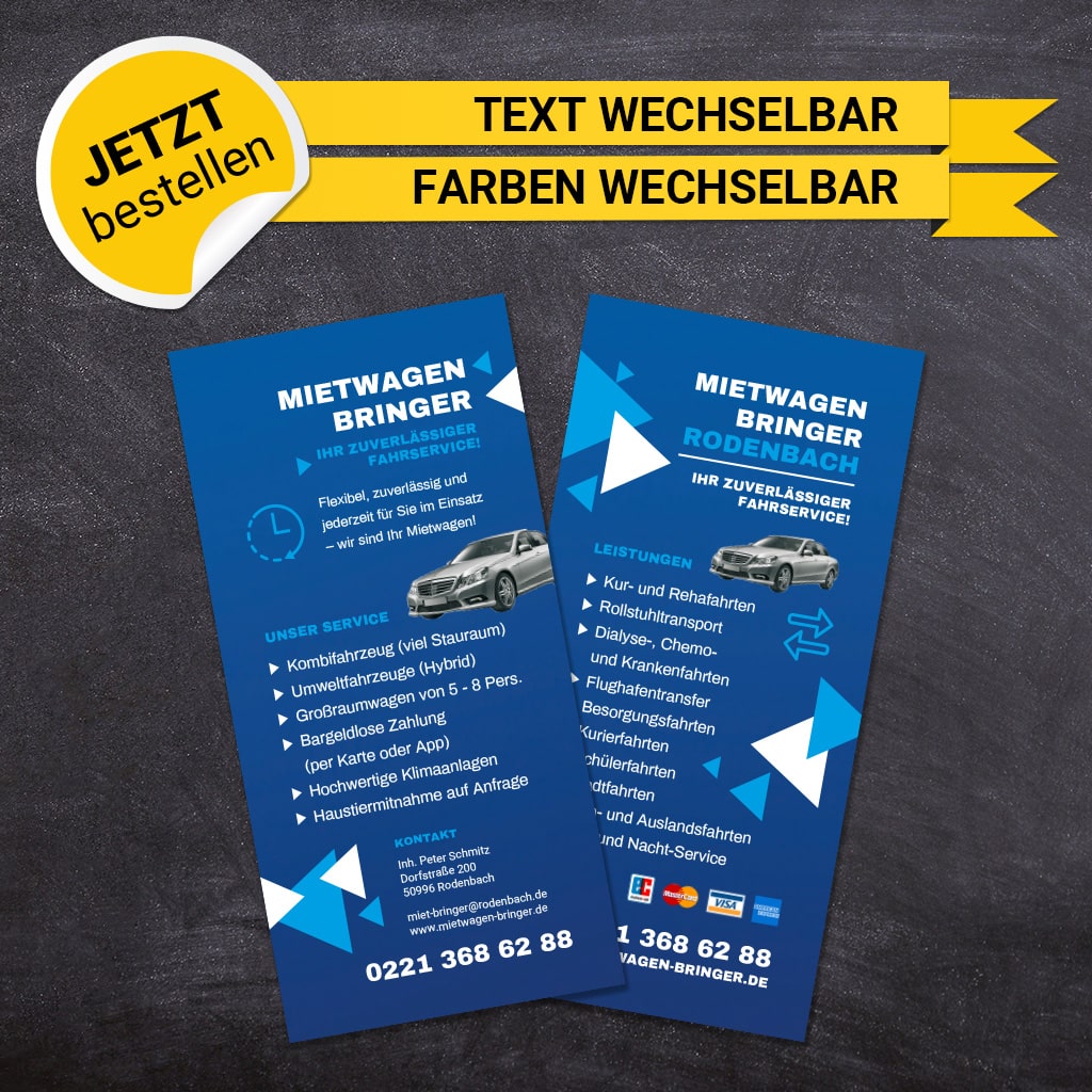 Flyer Mietwagen DIN Lang - Fabian