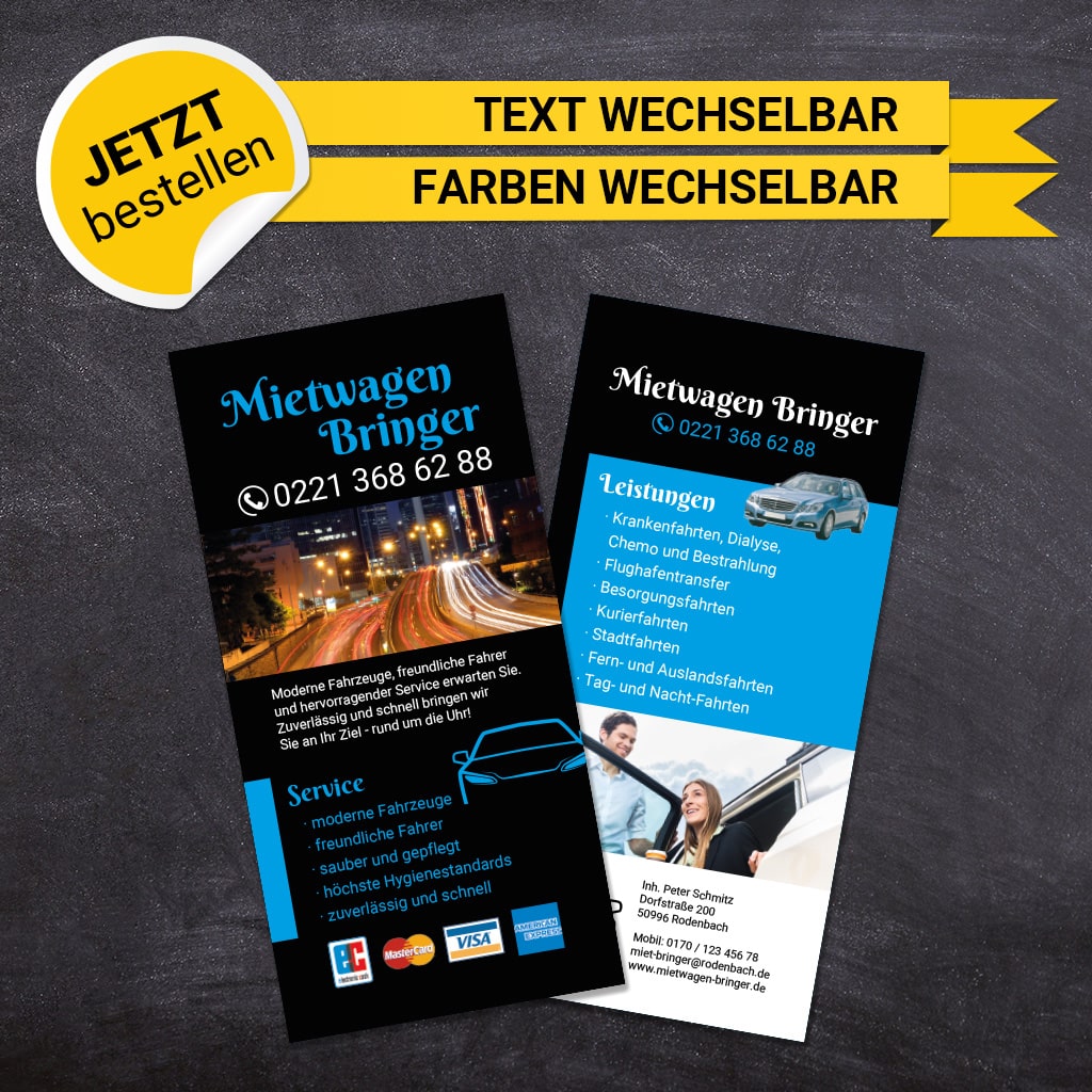 Flyer Mietwagen DIN Lang - Feodor