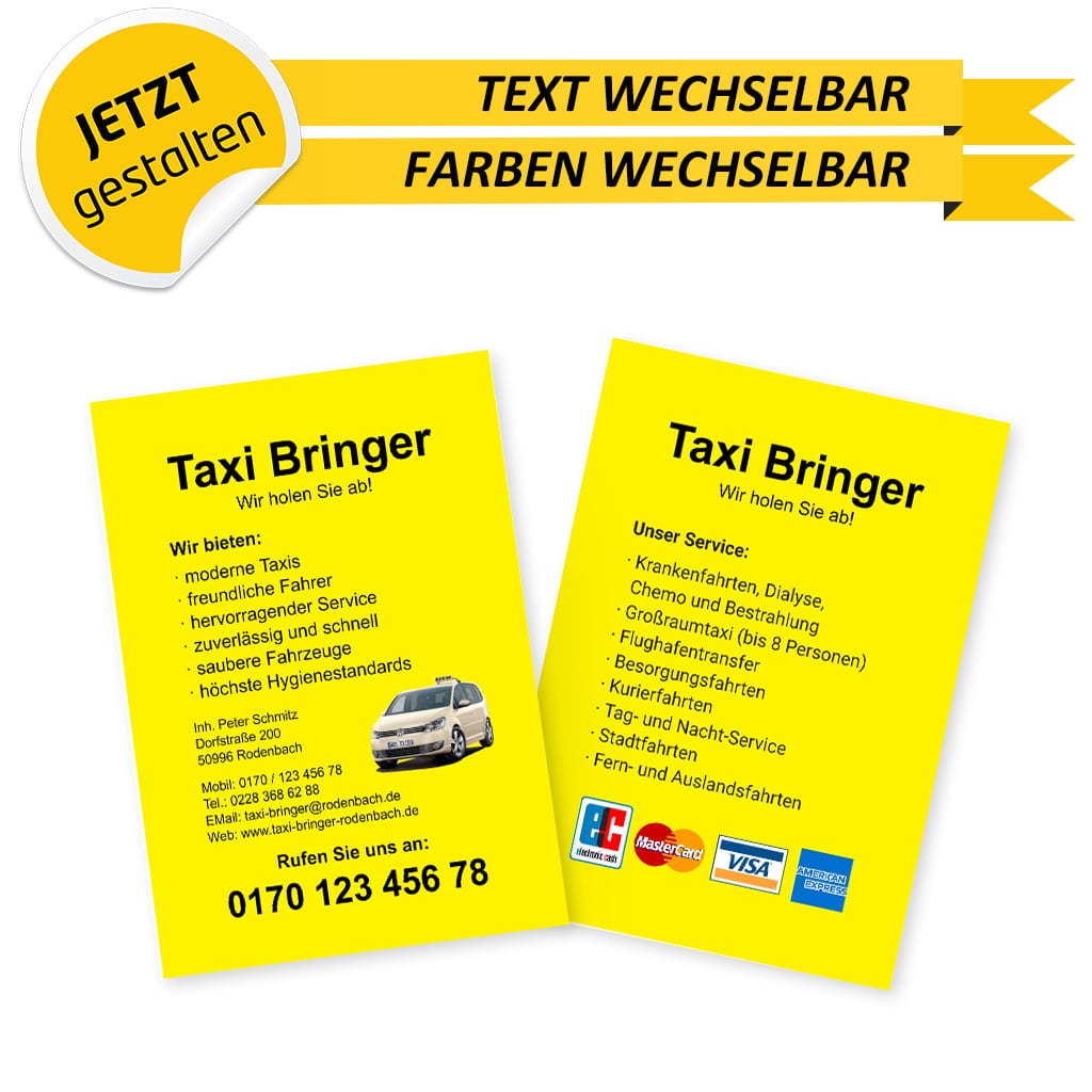 Flyer Taxi DIN A6 - Roberta (Vorderseite)