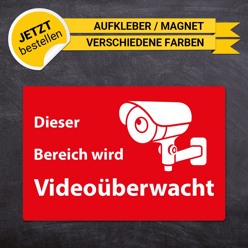 Hinweisschild - Videoüberwachung (Rot)