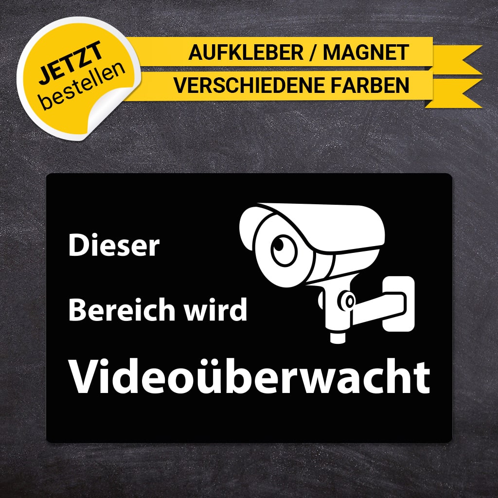 Hinweisschild - Videoüberwachung (Schwarz)