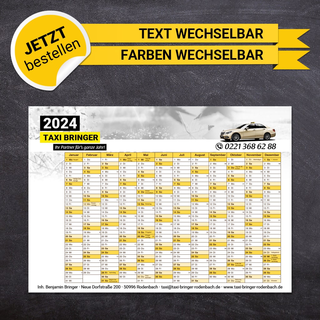 Jahreskalender Taxi - Fin