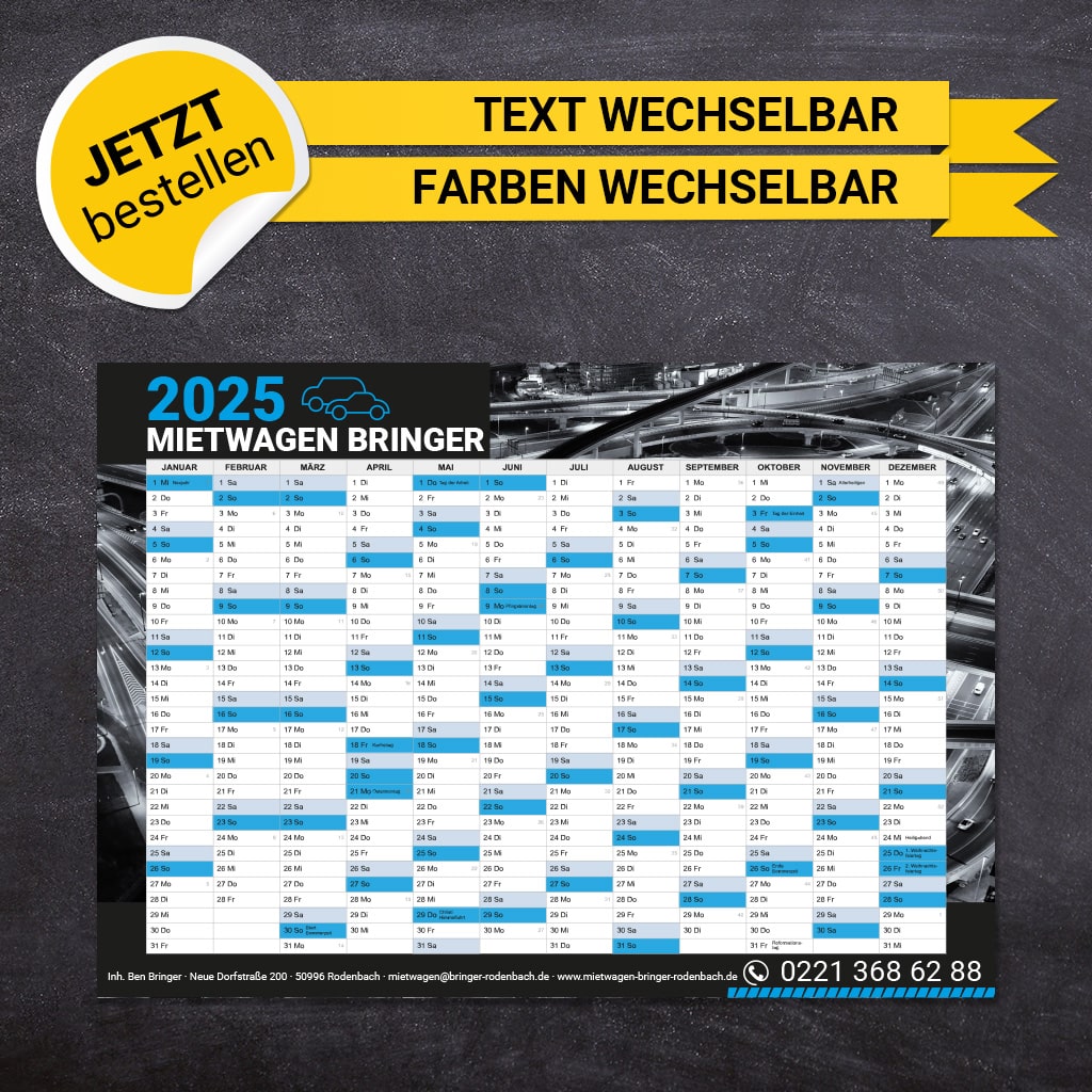 Jahresplaner Mietwagen - Arnold 2025