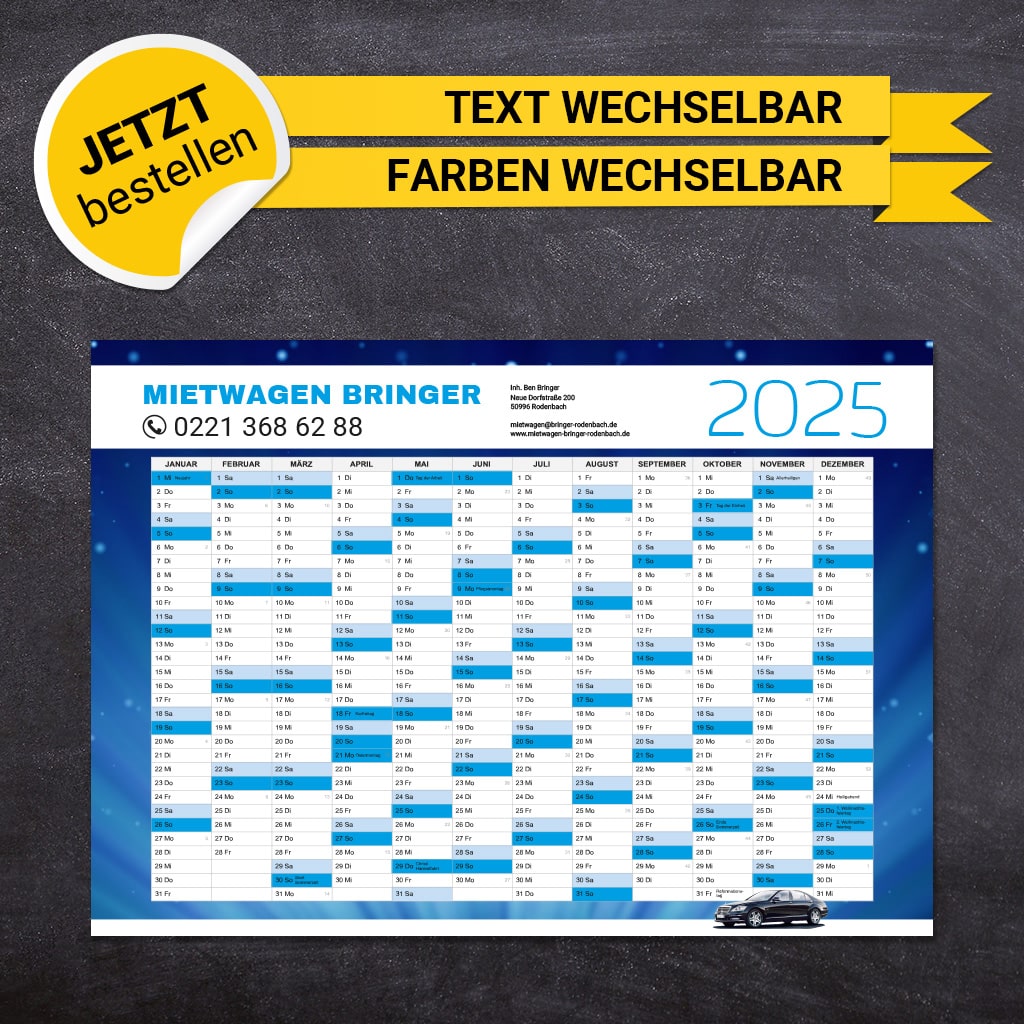 Jahresplaner Mietwagen - Gerd 2025