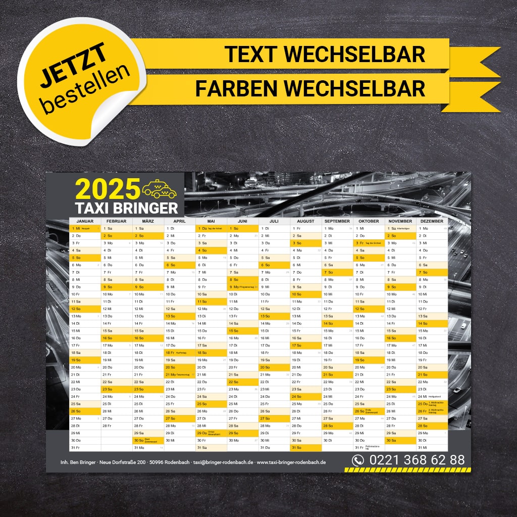 Jahresplaner Taxi - Arnold 2025