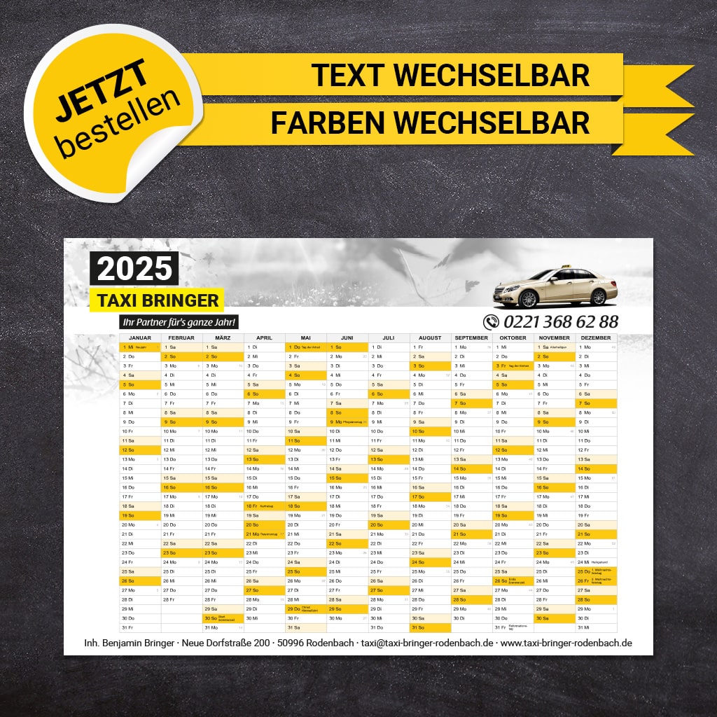 Jahresplaner Taxi - Fin 2025