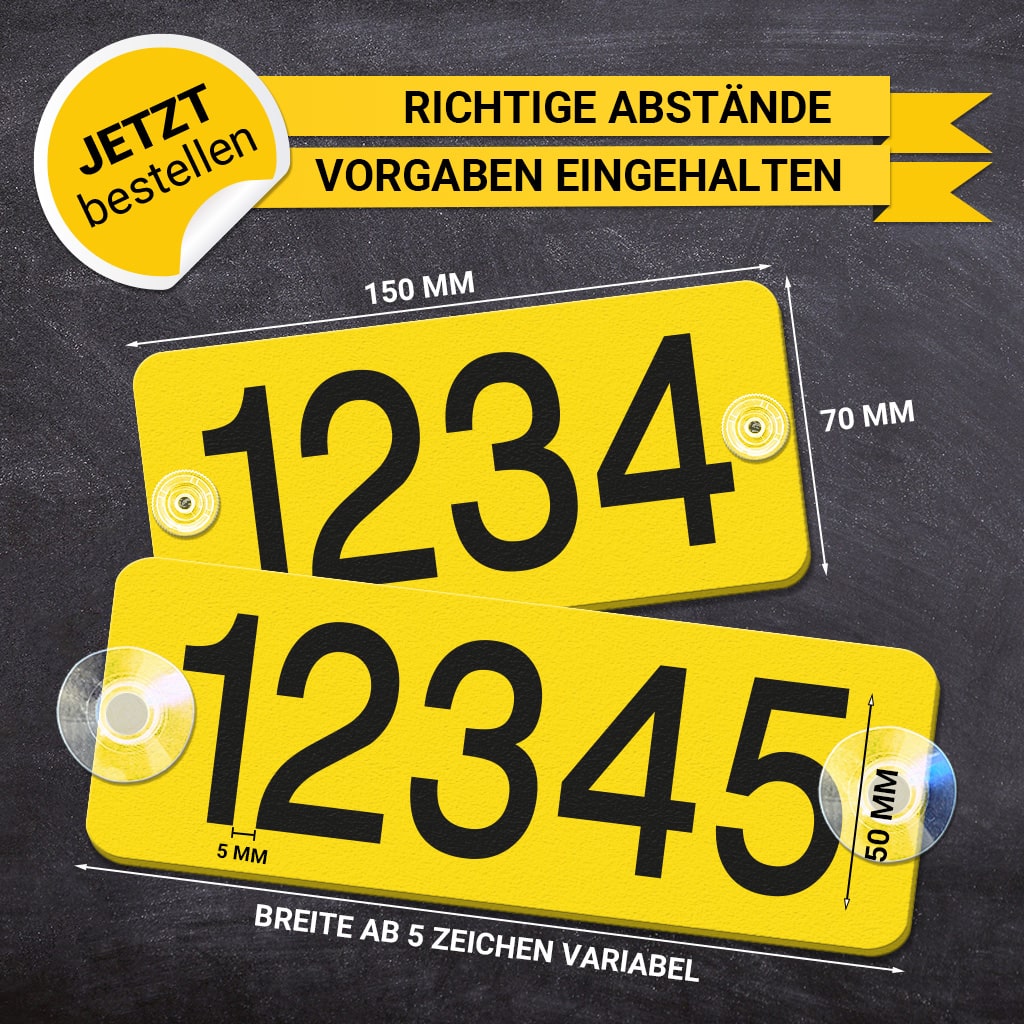 Taxi Ordnungsnummer - Saugnäpfe (Maße)